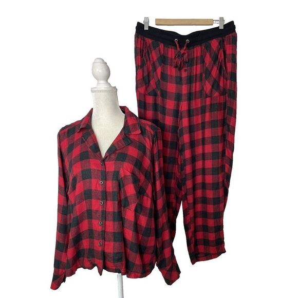 New Torrid Sleep Size L 0 Buffalo Check Pajama Set Red Black p NWT - Picture 2 of 11